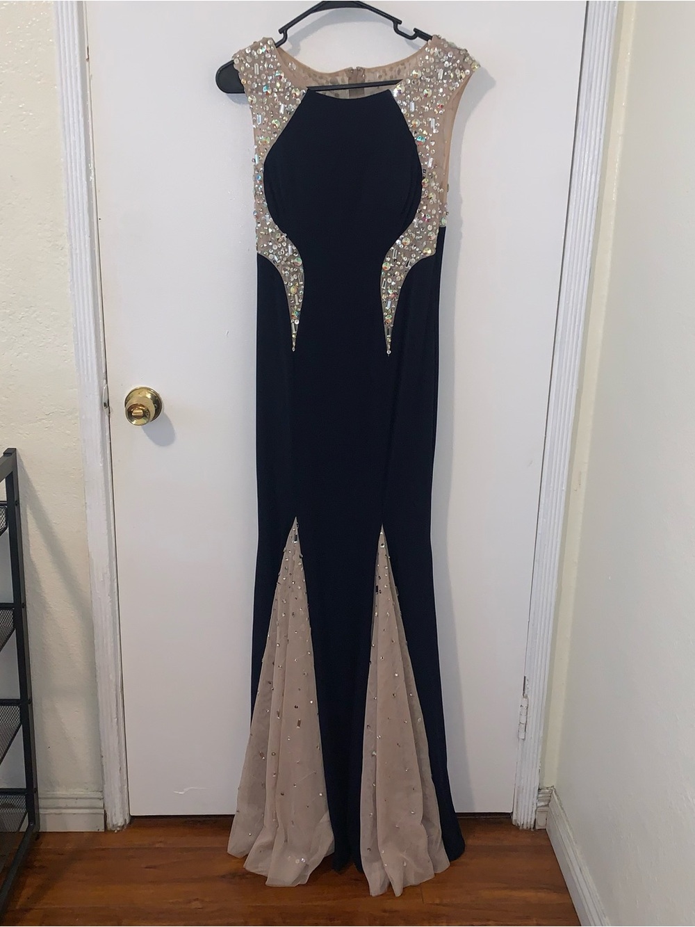 Navy blue and gold prom dress with sequins!